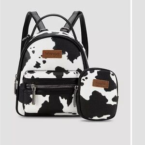 Wrangler Black and White Cow Print Backpack Set